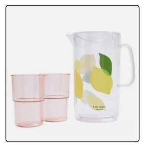 KATE SPADE NEW YORK Lemon Pitcher & Set of 2 Cups New